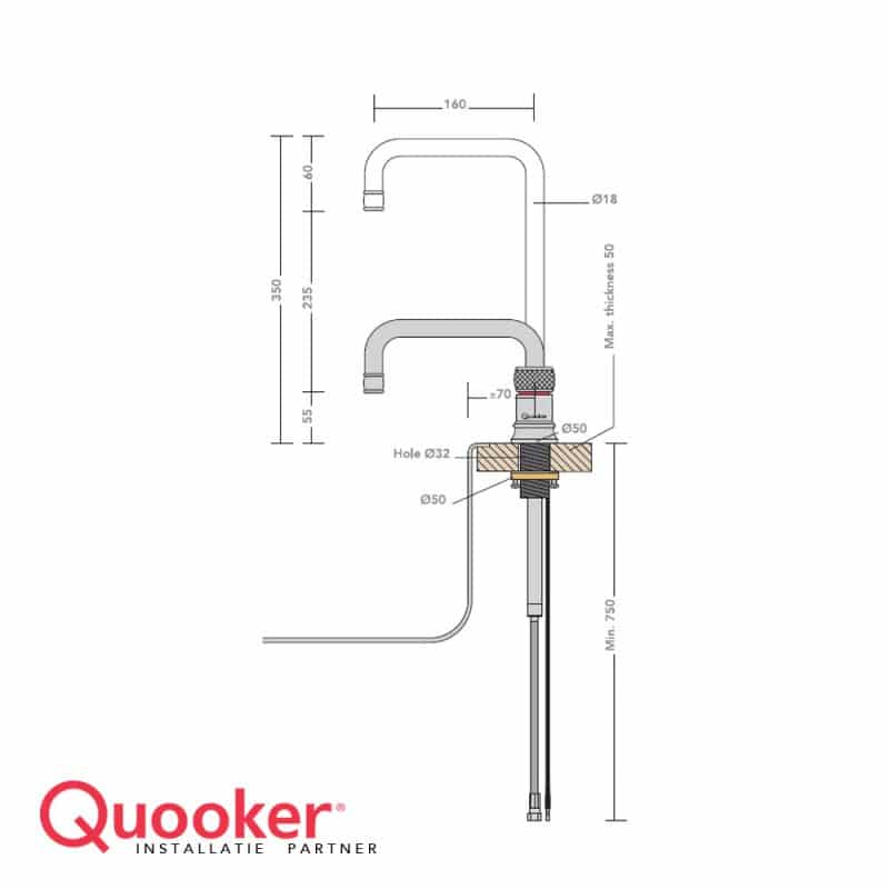 Quooker Nordic Round Single Tap Incl. gratis montage