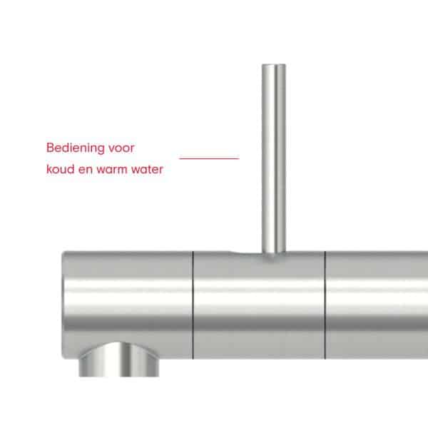 Quooker Front RVS koud en warm water bediening